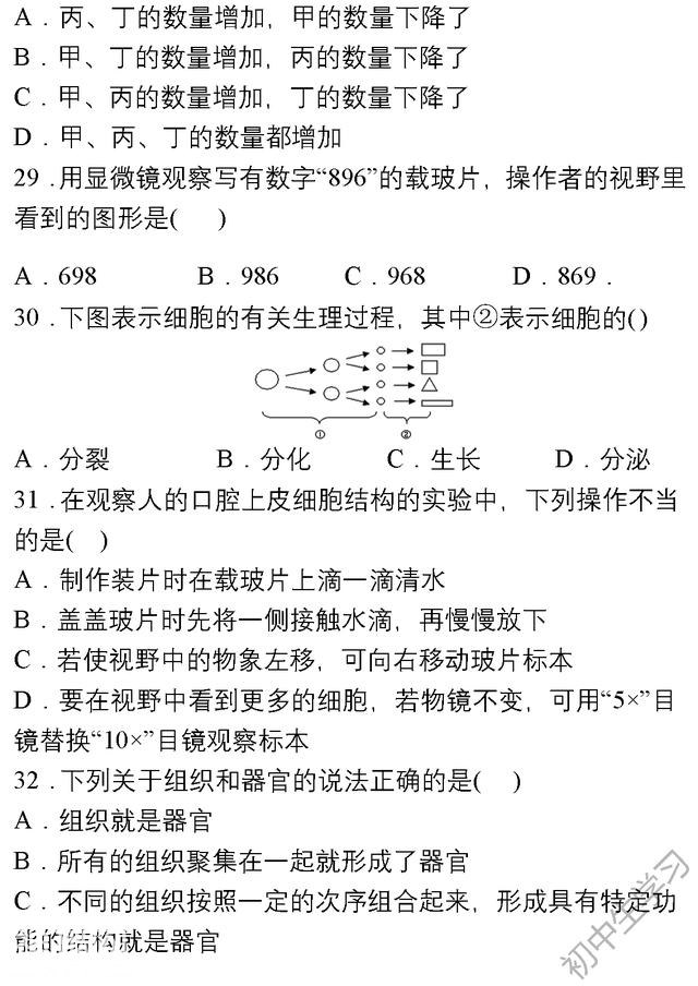 七年级生物上学期期中考试名校试卷！附答案-7.jpg