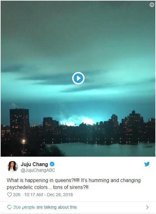 美国夜空突现蓝光，纽约警局辟谣：不是外星人！-1.jpg