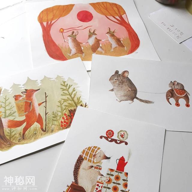 充满童趣的手绘小插画 可爱小动物们的童话世界 彩铅水彩完美结合-7.jpg