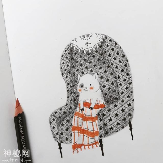 充满童趣的手绘小插画 可爱小动物们的童话世界 彩铅水彩完美结合-19.jpg