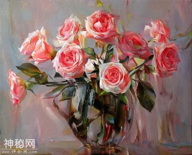 俄罗斯艺术家Aydemir Saidov的人体绘画，花间的美丽少女-5.jpg