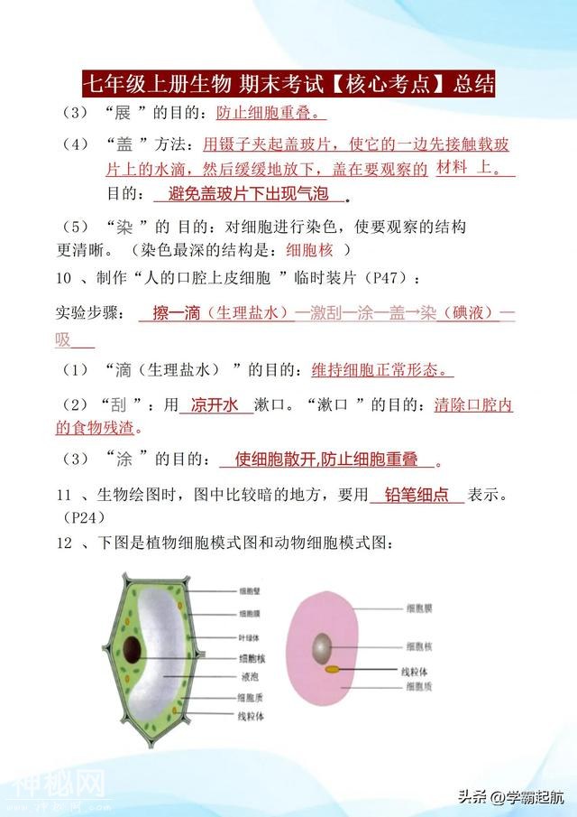 初一上册生物，期末考试想考90分以上，全书这些核心考点必须熟记-7.jpg