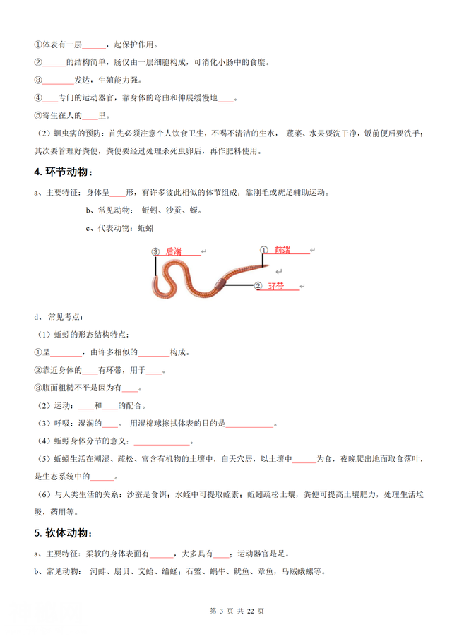 （人教）八年级上册生物期末知识总结（44页考点）学生版+教师版-3.jpg
